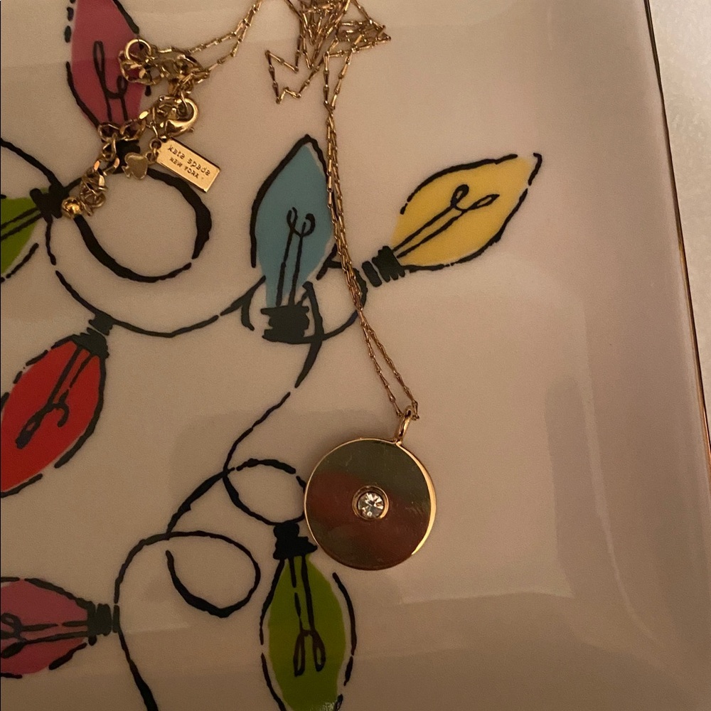 Gold Pendant Necklace with Crystal Accent